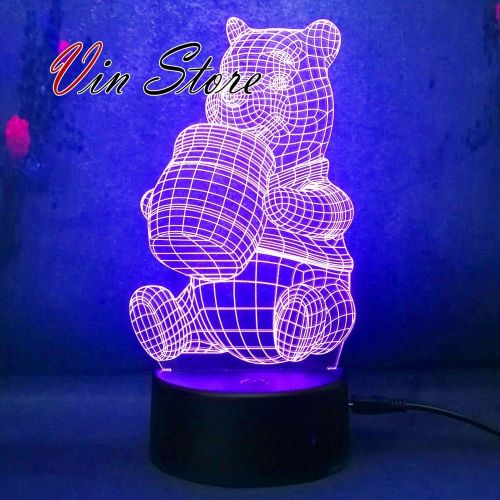  Vin Store Winnie The Looh Lamp - 3D LED Light Bulb Decoration Lights Kid Night Animal Novelty Atmosphere Touch Mood Lamp (USB Touch Switch)