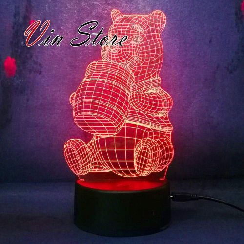  Vin Store Winnie The Looh Lamp - 3D LED Light Bulb Decoration Lights Kid Night Animal Novelty Atmosphere Touch Mood Lamp (USB Touch Switch)