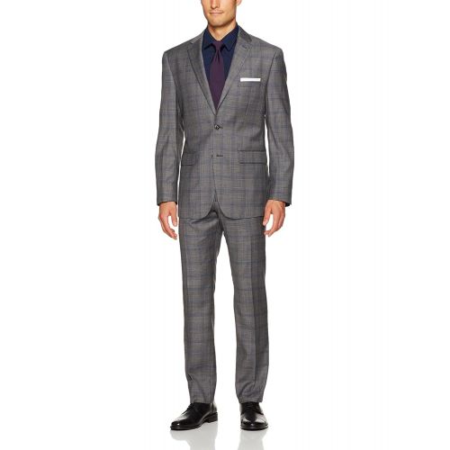 빈스 VINCE CAMUTO Mens Slim Fit 100% Wool Plaid Suit
