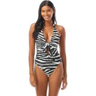 Vince Camuto womens Zebra Tie Front Halter One-piece