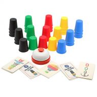 [아마존베스트]Vinciph Quick Cups Games for Kids Intellectual Flying Stack Cups,Stacking Cups Games Parent-Child Interactive Game with 24 Picture Cards, 30 Cups