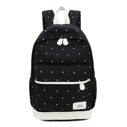  Viniolve Canvas Dot Backpack Cute Lightweight Bookbag School Shoulder Bags for Teen