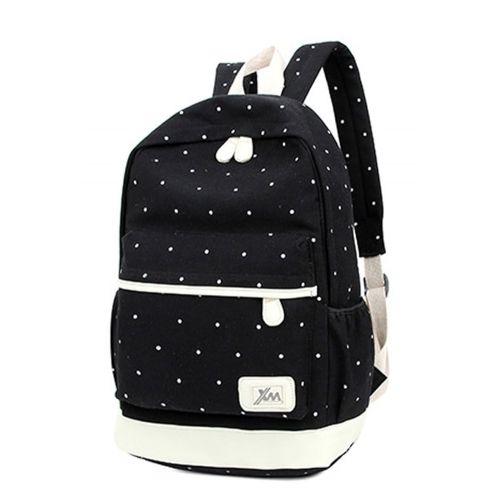  Viniolve Canvas Dot Backpack Cute Lightweight Bookbag School Shoulder Bags for Teen