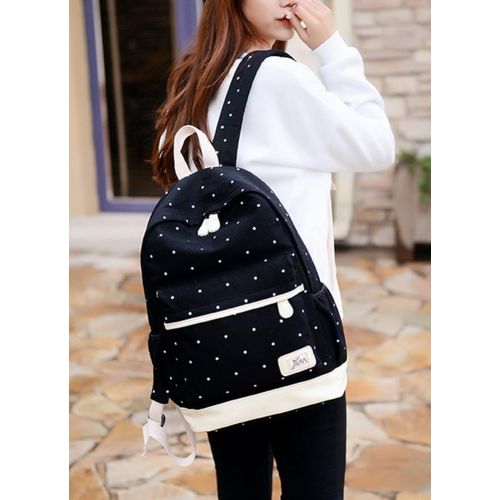  Viniolve Canvas Dot Backpack Cute Lightweight Bookbag School Shoulder Bags for Teen