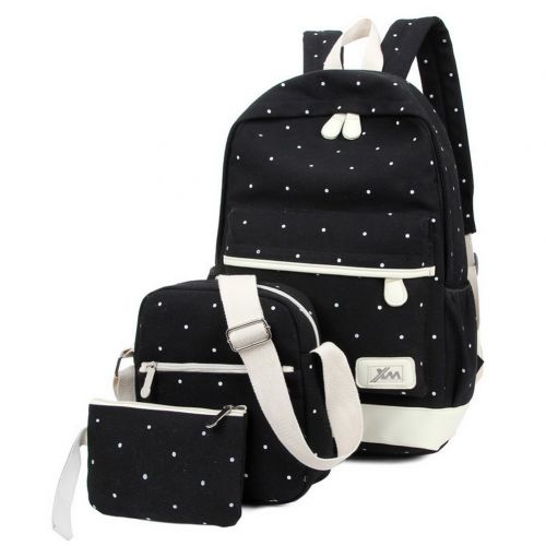  Viniolve Canvas Dot Backpack Cute Lightweight Bookbag School Shoulder Bags for Teen