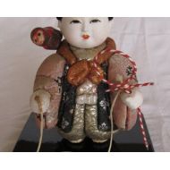 VintagEclectix Vintage Japanese Street Performer Man with Monkey Kimekomi Doll