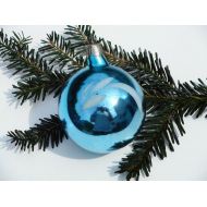 /VintageCollageFinds Christmas balls vintage ornament large blue ball winter decor mercury glass ornament tree decoration Christmas bauble hand painted xmas toy