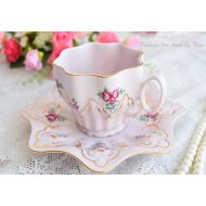 VintageTeaTimeByNiw Vintage tea cup set floral porcelain Slavic porcelain pink set HCH tea cups rose porcelain vintage tea set teacup saucer