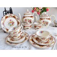 VintageTeaTimeByNiw Tea set vintage floral tea set Marlborough England tea cup set english porcelain teacup set vintage porcelain