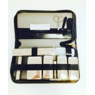 /VintagechicBruxelles Black travel case, Vanity case, Lovely travel kit from the 50s. Vintage toiletry bag in black