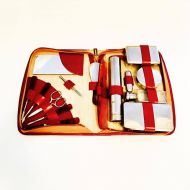 VintagechicBruxelles Travel case, Vanity case burgundy Lovely travel kit 50s. Vintage toiletry bag burgundy