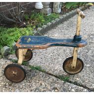 Vintagous antique toy . Kiddie Kar walker . tricycle . wooden tricycle . wooden scooter . wood scooter . 40s wood scooter . kiddie kar