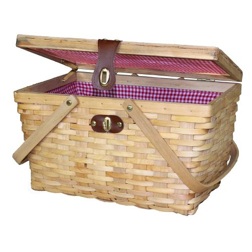  Vintiquewise(TM) Gingham Lined Picnic Baskets Set of 2