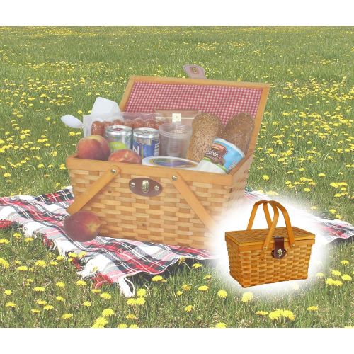  Vintiquewise(TM) Gingham Lined Picnic Baskets Set of 2