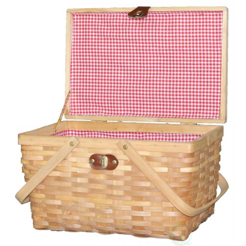  Vintiquewise(TM) Gingham Lined Picnic Baskets Set of 2