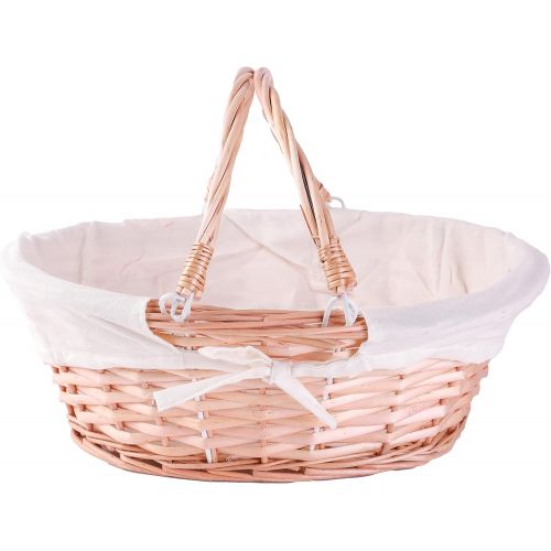 Vintiquewise Oval Willow Basket with Double Drop Down Handles
