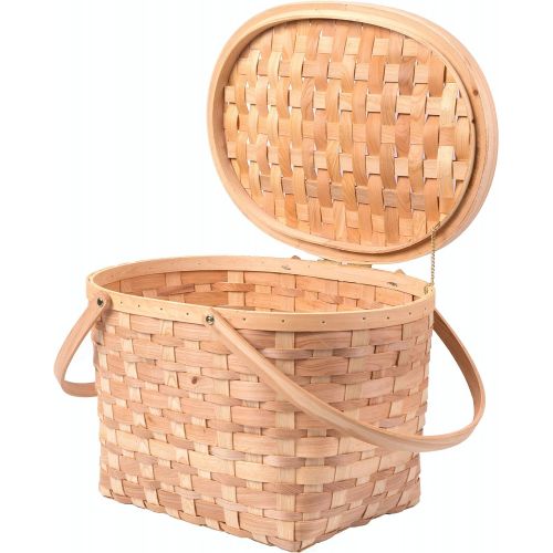  Vintiquewise QI003387 Extra Large Wood-chip Picnic Basket with Cover and Drop Down Handles