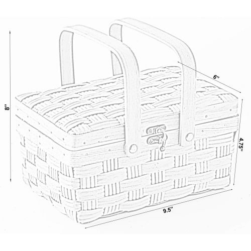  Vintiquewise QI003505.S Small Woodchip Picnic Basket with Cover and Folding Handl, Brown