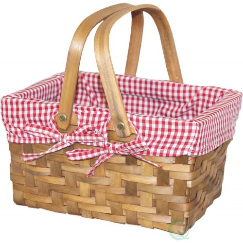  Vintiquewise(TM) Rectangular Basket Lined with Gingham Lining, Small