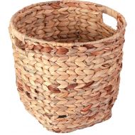Vintiquewise QI003363.L Water Hyacinth Large Round Wicker Wastebasket with Cutout Handles