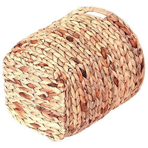  Vintiquewise QI003363.L Water Hyacinth Large Round Wicker Wastebasket with Cutout Handles