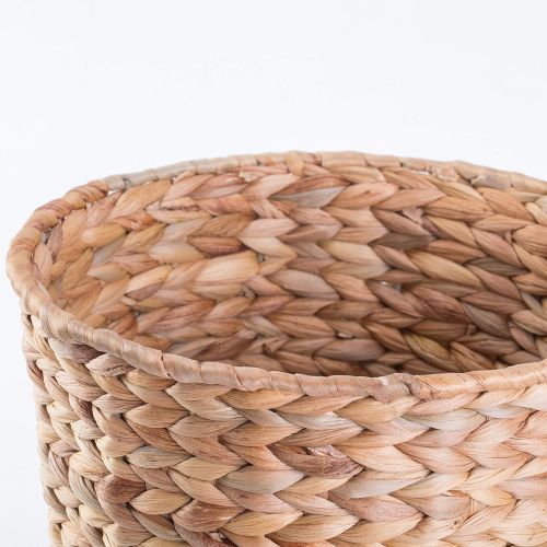  Vintiquewise Natural Water Hyacinth Round Waste Basket - for Bathrooms, Bedrooms, or Offices