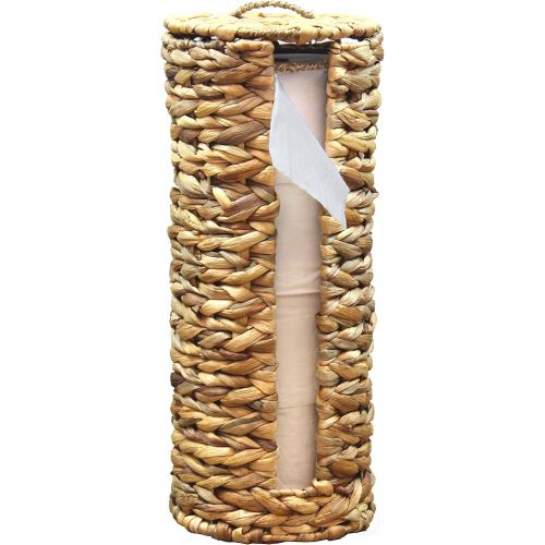  Vintiquewise QI003358 Wicker Water Hyacinth Tall Toilet Tissue Paper Holder for 4 Wide Rolls