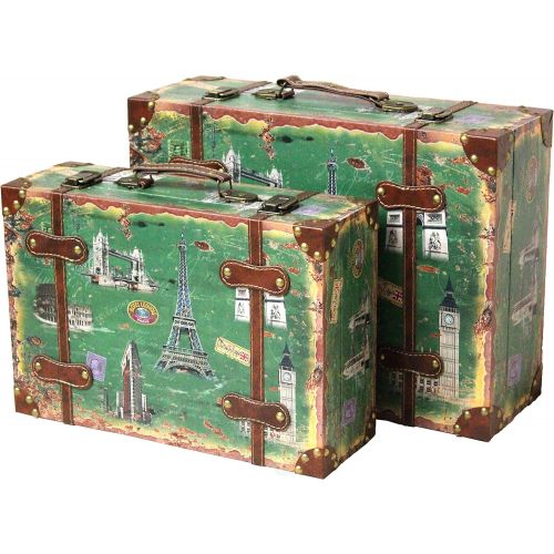 Vintiquewise(TM) Vintage Style European Luggage Suitcase, Set of 2