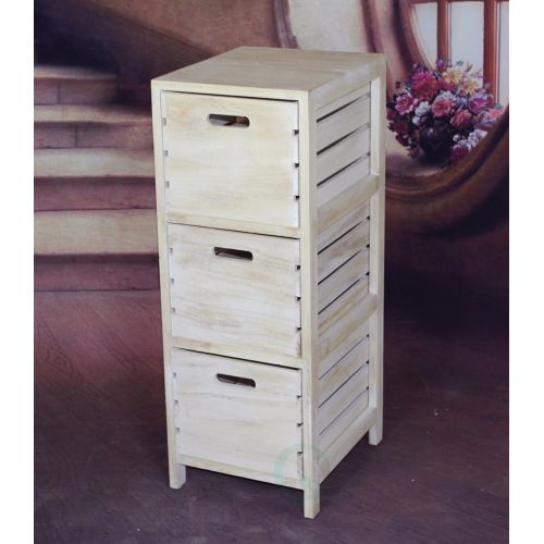  Vintiquewise(TM) Distressed Washed Crates Cabinet 3-Drawer Chest, Washed Wood