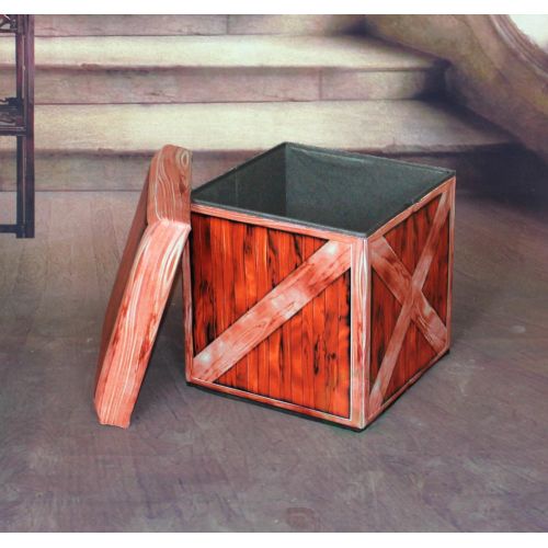  Vintiquewise(TM) QI003090B Crate Design Folding Storage Ottoman