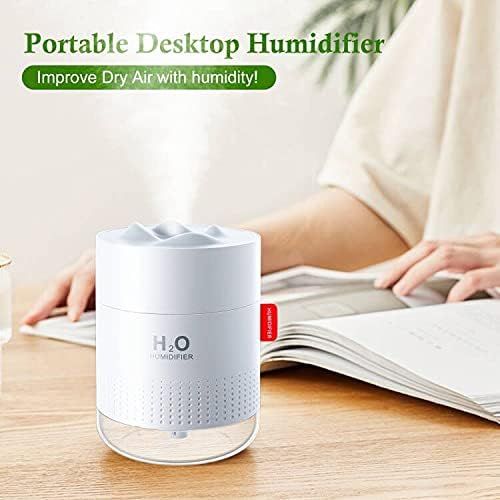  [아마존베스트]Vintoney Portable 500 ml Mini Ultrasonic Air Humidifier + 2 Filters for Bedroom, Quiet Room, Home, Yoga, Office, Up to 10-16 Hours of Continuous Use, Auto Shutdown