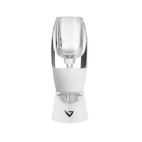  Vinturi V1020 Classic Essential Wine Aerator Pourer and Decanter Provides Enhanced Flavors with Smoother Finish Features Easy to Grip Silicone Body and No-Drip Stand, White