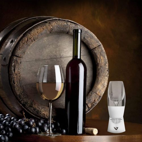  Vinturi V1020 Classic Essential Wine Aerator Pourer and Decanter Provides Enhanced Flavors with Smoother Finish Features Easy to Grip Silicone Body and No-Drip Stand, White