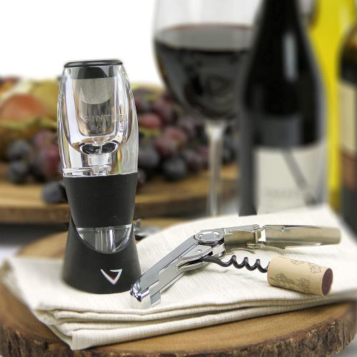  [아마존베스트]Vinturi Red Wine Aerator Includes Base Enhanced Flavors with Smoother Finish, Black