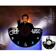 VinylRecordLights Vinyl record clock House M D, House Wall clock, Gift for fans, Blue, white, yellow LED backlight, Unique Wall clock