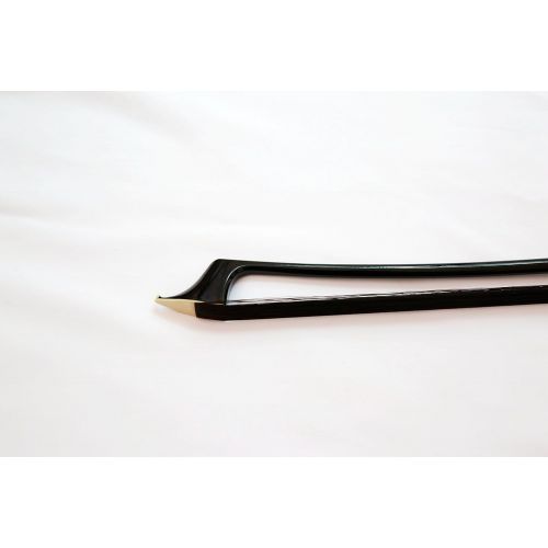  Vio Music Bowspeak Top 3/4 Carbon Fiber Double Bass Bow, Ebony Frog, German, Natural Black Horse Hair