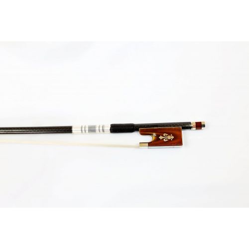  Vio Music #750 Ox-horn Braided Carbon Fiber Fluer-de-lys Inlay Violin Bow, 4/4 Full Size