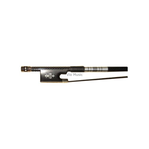  Vio Music Braided Carbon Fiber Violin Bow, Fluer-de-lys Inlay, Black Horse Hair, Full Size 4/4