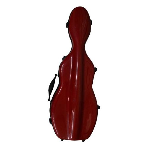  Vio Music Cello-Shaped Violin Case 4/4, Fiberglass-Red