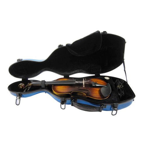  Vio Music Cello-Shaped Violin Case 4/4, Fiberglass-Blue