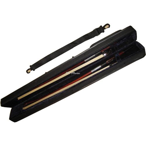  Vio Music Bass Bow Case Hardshell for 2 French or 2 German, Handle &Shoulder Strap