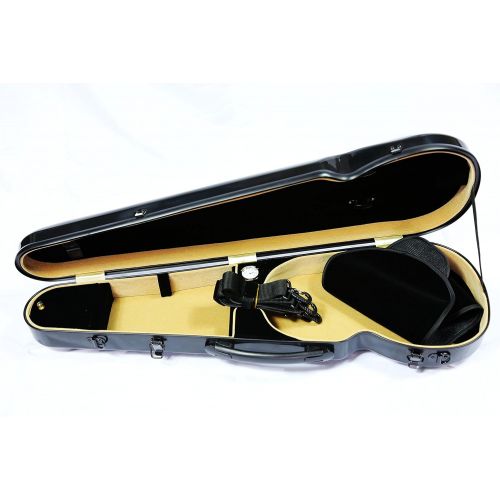 Vio Music Full Size Hightech Carbon-Like Combo Violin Case 4/4-Black, New Design