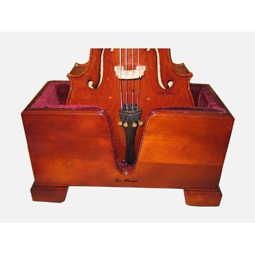  Vio Music Cello Wooden Stand Burgundy Velvet Plush Cushions