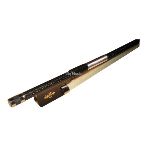  Vio Music Braided Carbon Fiber Cello Bow 4/4, Ebony Frog, Natural Horse Hair