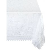 Violet Linen Elegant Embroidered Lace Sheer Swiss Design Tablecloths, 70 x 105, White