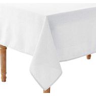 Violet Linen European Solid Linen Design Seats 12 to 14 Pepole, Rectangle, Polyester, Non-Stain, Spill-Proof and Water Resistance, Tablecloth 68 X 140 White