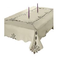 Violet Linen Betenburg Lace Design Oblong/Rectangle Tablecloth, 70 x 120, Beige