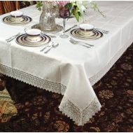 Violet Linen Treasure Lace Oblong/Rectangle Tablecloth, 70 X 140, White
