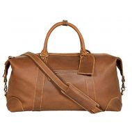 Viosi Vintage Expandable Duffel Bag Leather Weekender Luggage Travel Bag [21 Hunter]