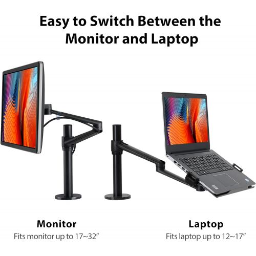  [아마존베스트]Viozon Laptop/Notebook/Projector Mount Stand, Height Adjustable Single Arm Mount Support 12-17 inch Laptop/Notebook/Tablet, Free Removable VESA 75X75 and 100X100 for Monitor 17-32